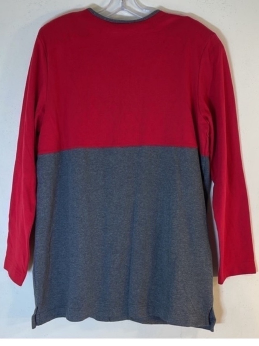 Talbots Red and Gray Button-Front Colorblock Jacket - Picture 6 of 6
